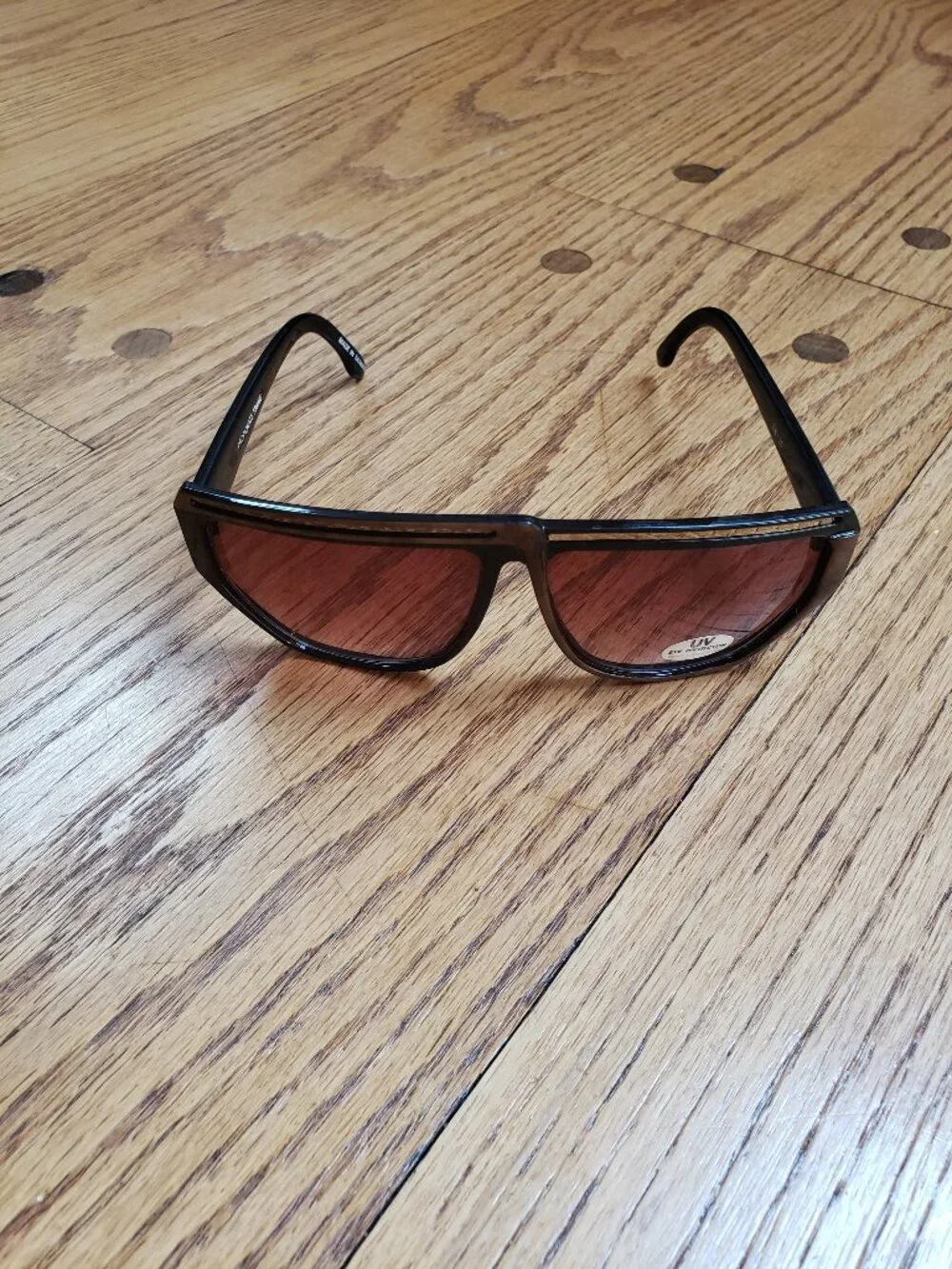 Vintage 80s NOS Oversized Black Brown Gradient Sunglasses Propionate Taiwan UV